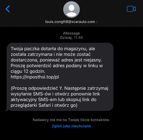 nowa fala oszustw kurierskich. fałszywe sms-y i imessage znów w natarciu