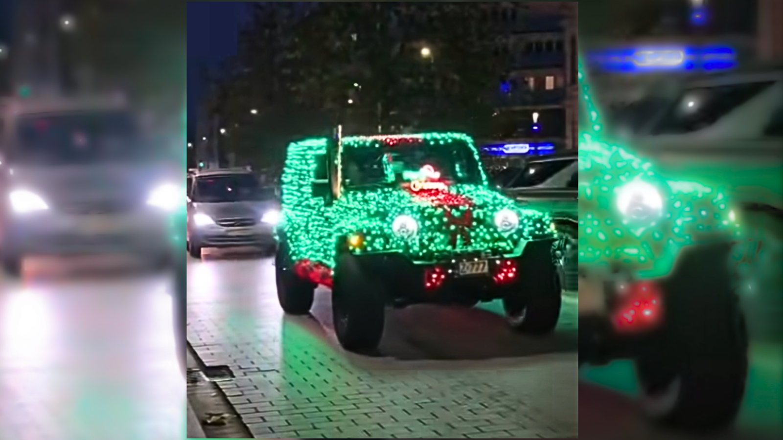 świąteczny jeep na ulicach szczecina. mieszkańcy zachwyceni: „tego nam było trzeba!”